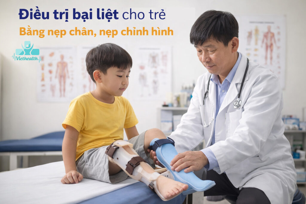 Điều trị bại liệt cho trẻ bằng nẹp chân – Giải pháp phục hồi vận động an toàn