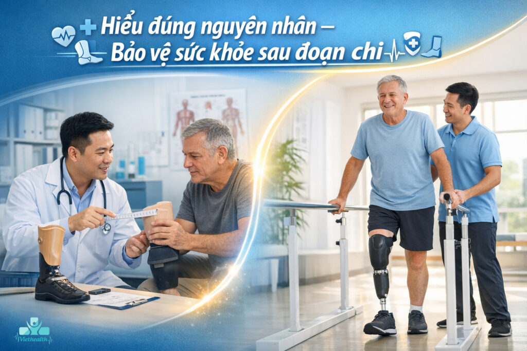 bệnh nhân lắp chân giả sau phẩu thuật cắt chân (chân tay giả)